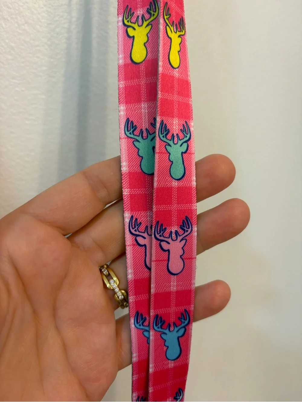 Simply Southern Pink Moose Print Lanyard with Gold Hardware